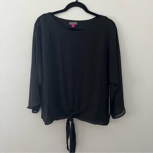 New Vince Camuto Black Tie Waist Blouse Women's size S